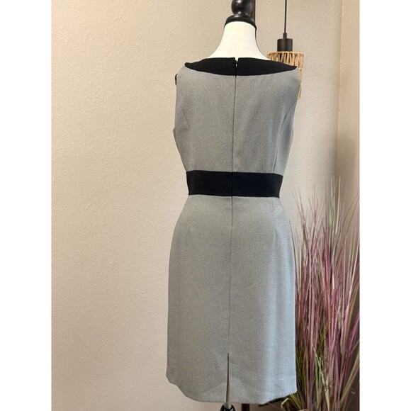 Tahari ASL Dress 10 Sleeveless Black & White Sheath Business Cocktail EUC - Picture 2 of 6
